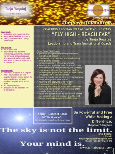 FlyHigh – ReachFar – Online program for empowerment and leadership, Open Enrollment to fill the new group / or in English